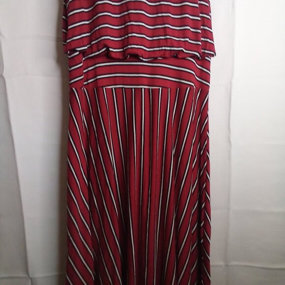 Loft Dress Women XS Sleeveless Soft Stretch Stripe Red Black - Picture 7 of 15